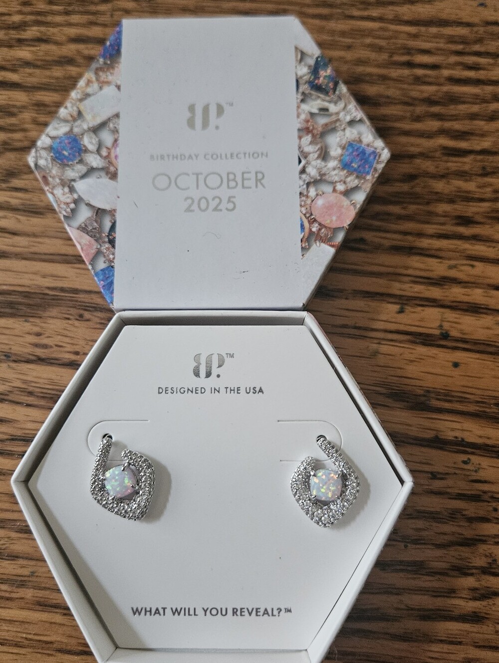 Bomb Party October Opal Stud Earrings — Silver-Tone Sparkle